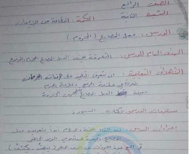 تحضير درس الفعل المضارع المجزوم اللغة العربية الصف الرابع